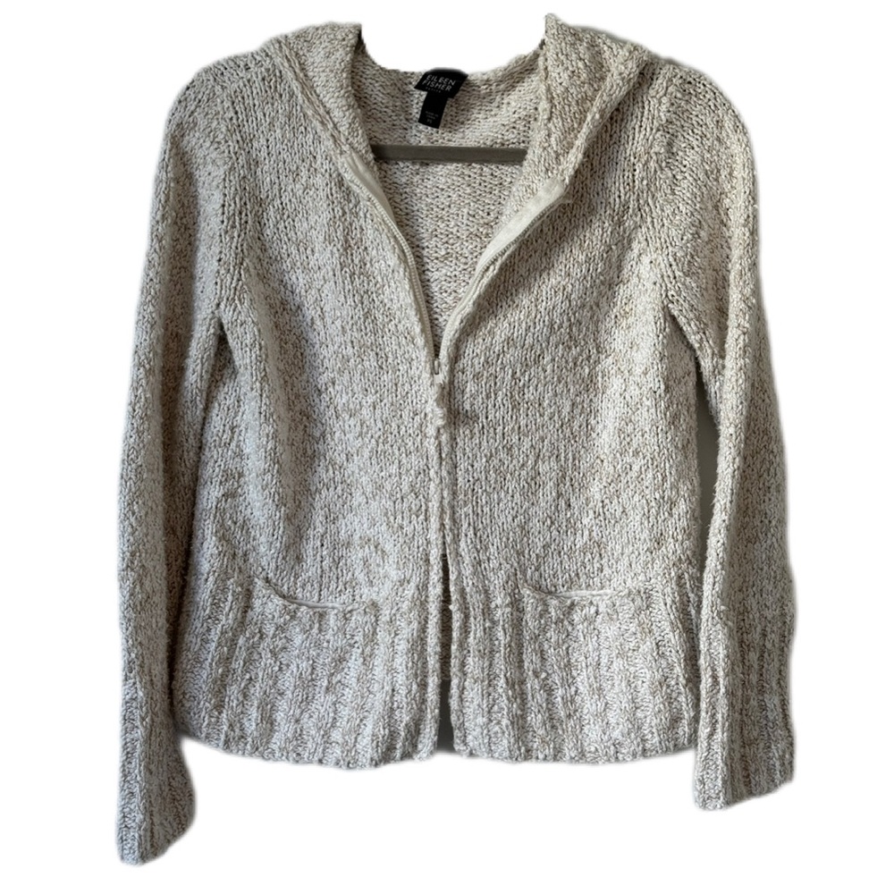 Eileen Fisher Cream Zip Up Jacket - Picture 3 of 11